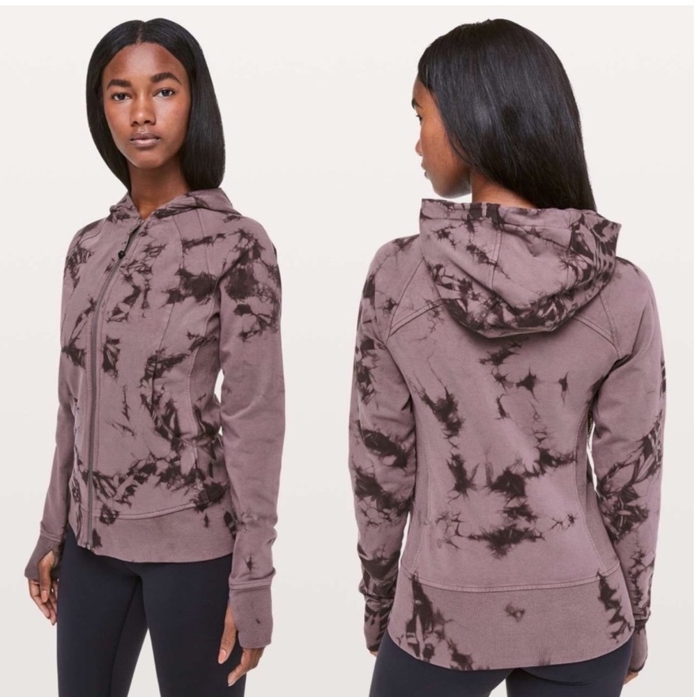 Lululemon Scuba Full Zip Hoodie Wash Moonphase Graphite Grey Tie Dye Size 10
